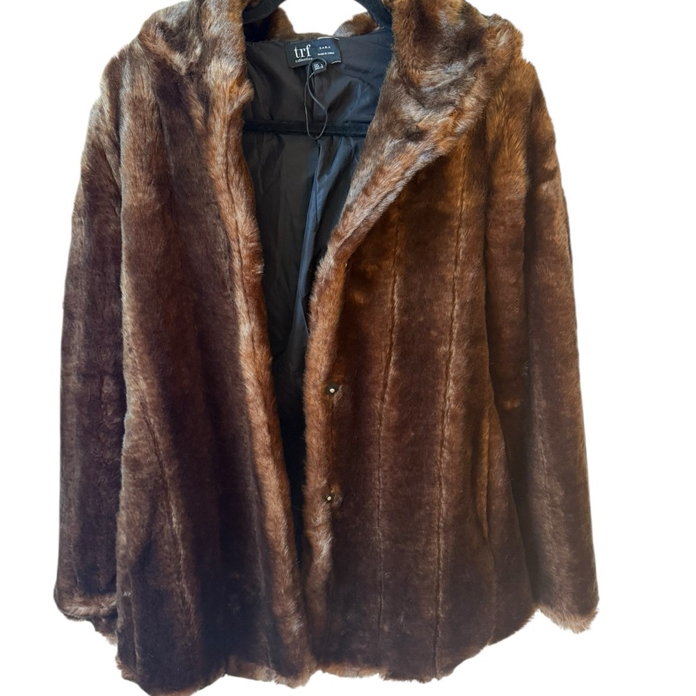 Zara Brown Teddy Jacket Luxurious Faux Fur